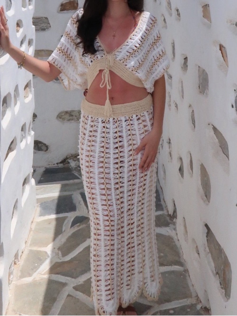 Crochet Maxi Skirt in White - Women's Summer Skirt